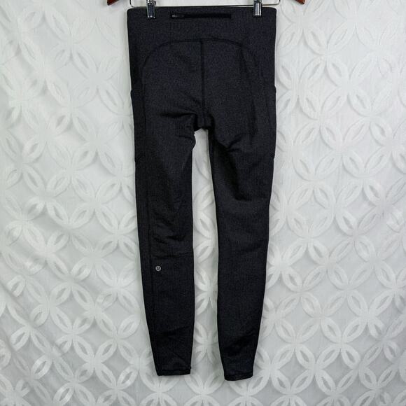 Lululemon Speed Up Tight 28" Power Luxtreme Variegated Knit Black Heathered Sz 6 - Picture 6 of 11